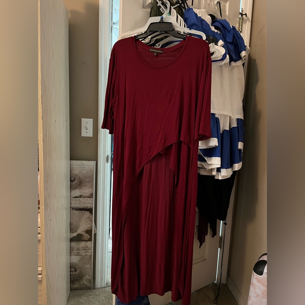 Burgundy long back top